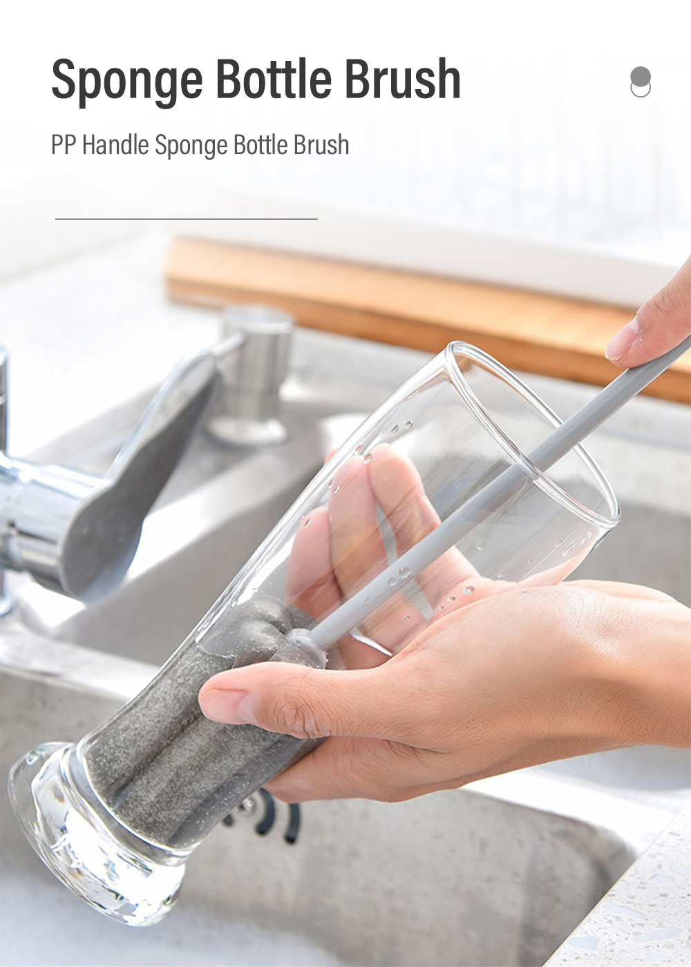 PP Short Handle Sponge Multi-purpose Bottle Brush-1
